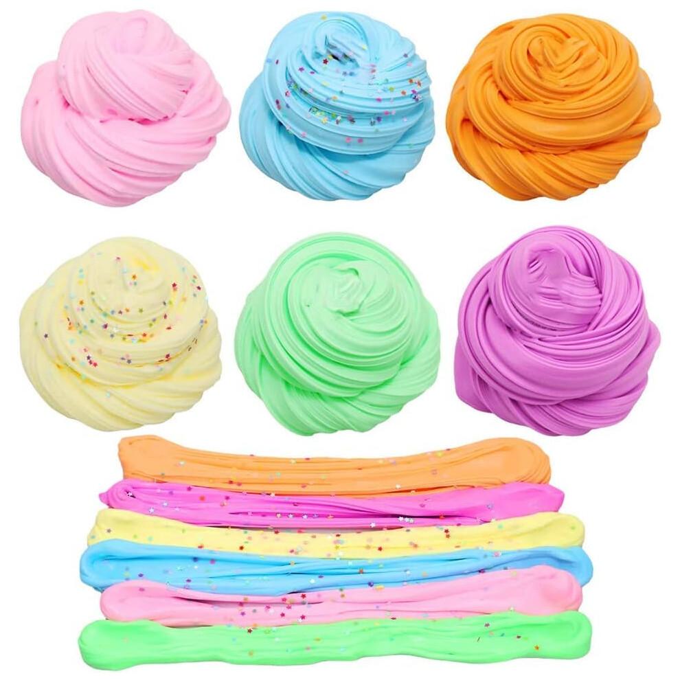 12 Pack Fluffy Butter Slime Kit, With 12 Pack Cute Mini Charms, Cute Slime Party Gift, Super Soft and Non-Sticky, Stress Relief Toy for Girls and Boys