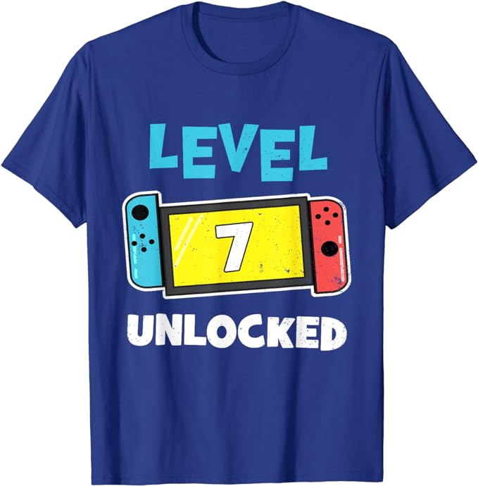 Level 7 Unlocked Awesome Since 2017 7th Birthday Gaming TShirt Gamer 7 Year Old Birthday Gift Video Game Lovers Tee Fashion Top