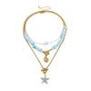 Beach Vacation Starfish Baroque Gravel Necklace, Sweet Ocean Wind Conch Beaded Necklace Women