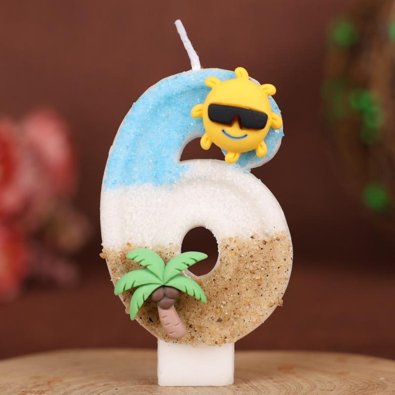 Ocean Beach Number Birthday Candle Cake Party Decoration Birthday 1st Birthday Handmade Candle 0-9