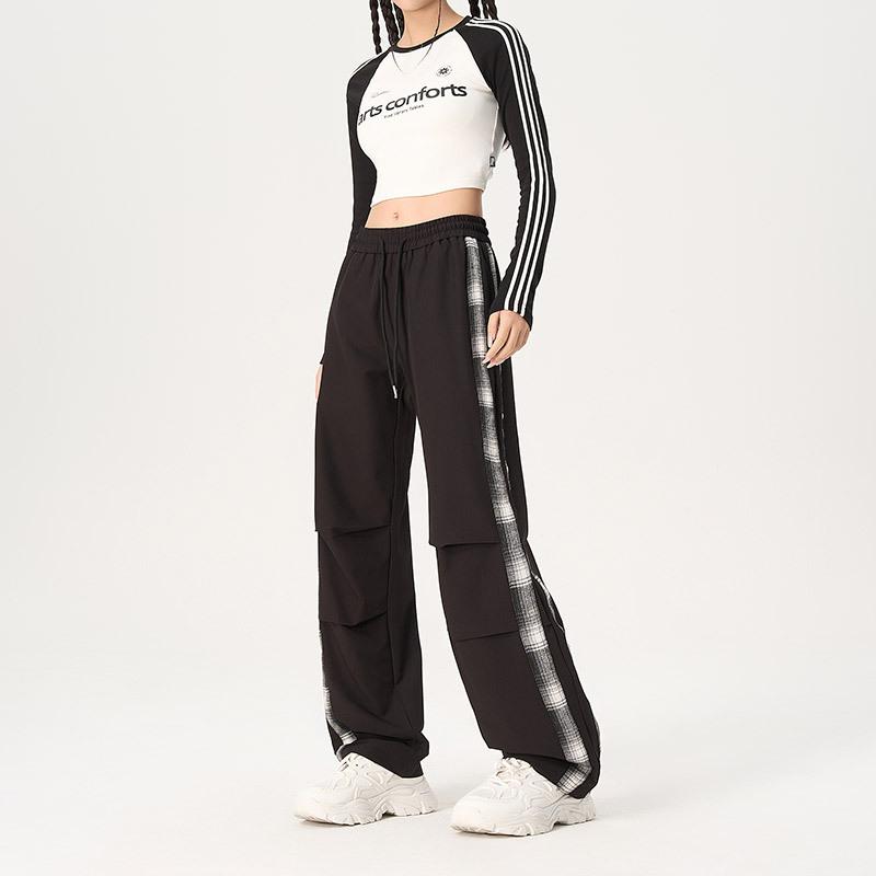 

Мужские и женские весенне-осенние свободные прямые брюки с широкими штанинами, повседневные брюки 3XL чёрный