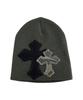 SK8ER ROCK Double Cross Patchwork Beanie ((Dark Khaki))