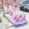 Face Wash Headbands for Women Girls Cute Rabbit Ears Hairbands Makeup Headwrap Coral Fleece Bunny Spa Head Bands Skincare Hair Accessories