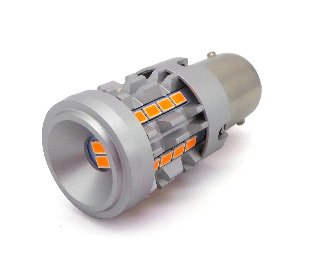 2 Pcs LED Bulb P21W, BA15S 12-24V No Error Orange Strong 100% CANBUS Off-Road