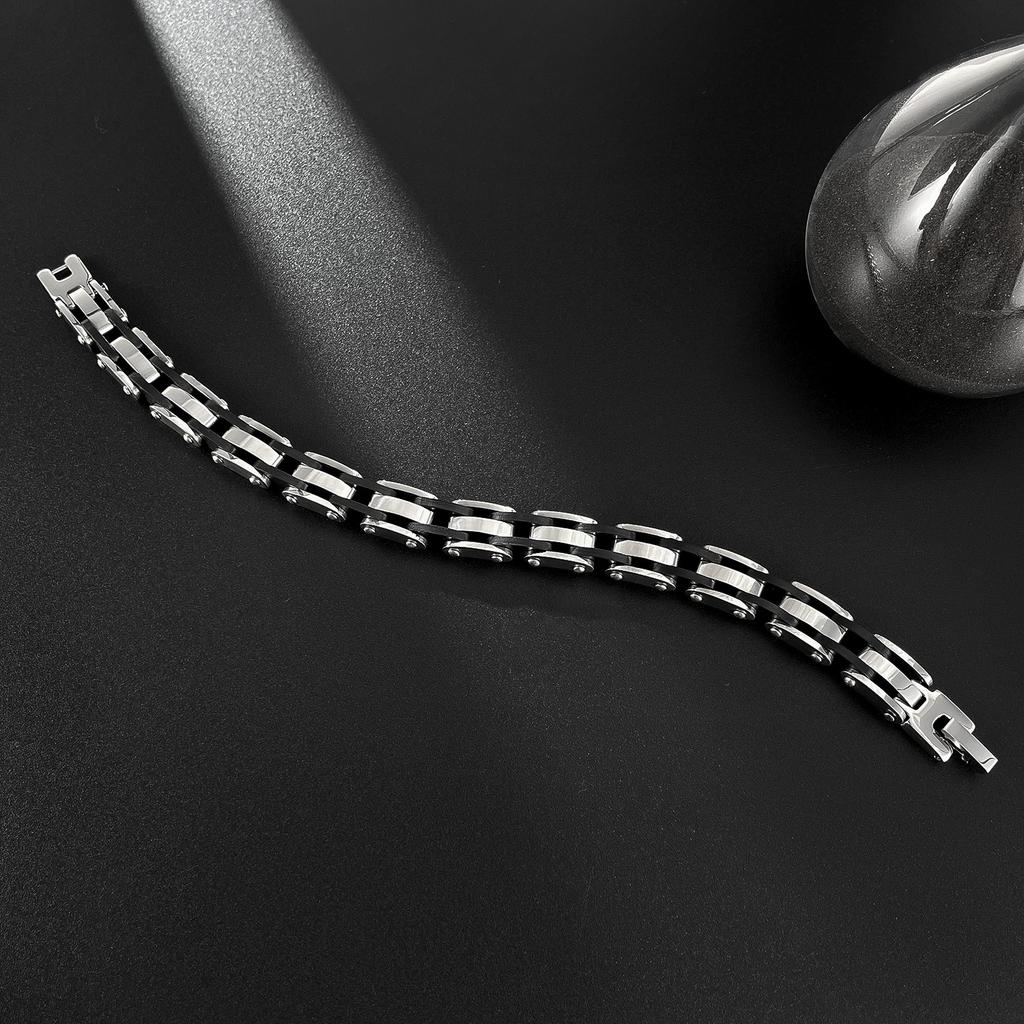Fashion Bracelet Men's Stainless Steel Hip-hop Trend Retro Silicone Personalized Titanium