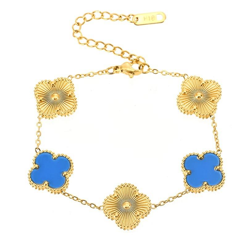 15mm Titanium Steel Four-Leaf Clover Five-Flower Bracelet Stylish and High-End Women's Bangle