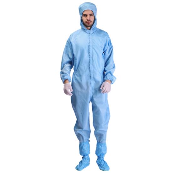 Unisex Dust Proof Anti-static Hooded Laboratory Hospital Protection Coverall S синий
