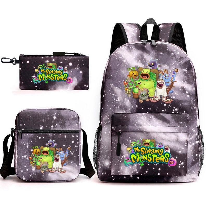 2024 New Monster Concert Starry Sky Backpack My Singing Monsters Elementary School Bag Three-piece Set