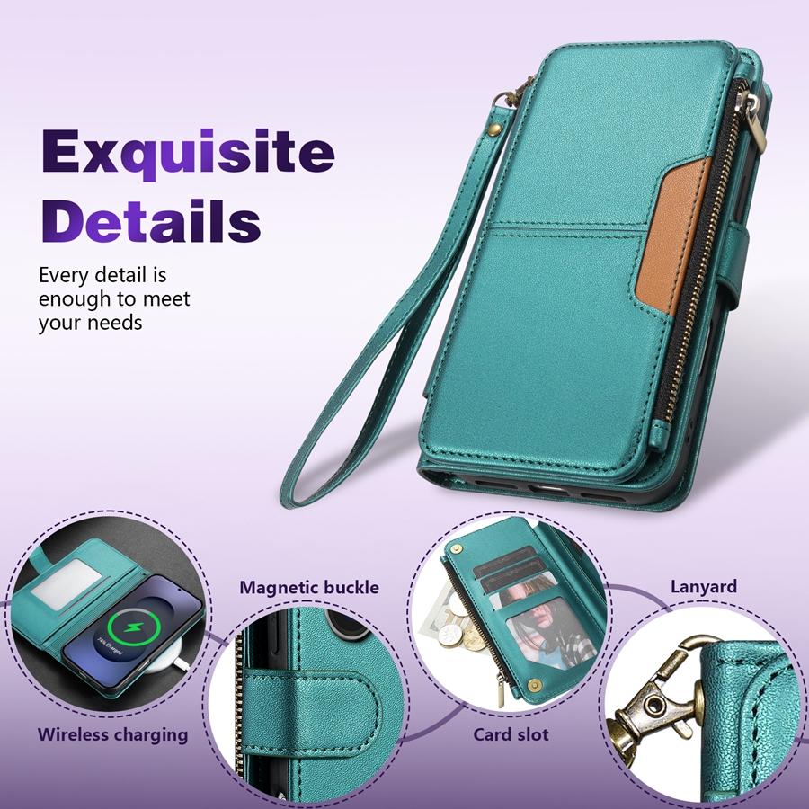 Wallet Multi-card Slot Zipper Kickstand Magnetic Flip Leather Case For Samsung Galaxy S26 Ultra S25 FE S24 Plus S23 S22 S21 S20