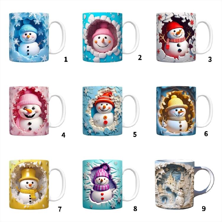 Festival Snowman Themed Ceramic Mugs Christmas Kitchenwares For Coffee Teas Dishwasher Friendly Homes Use
