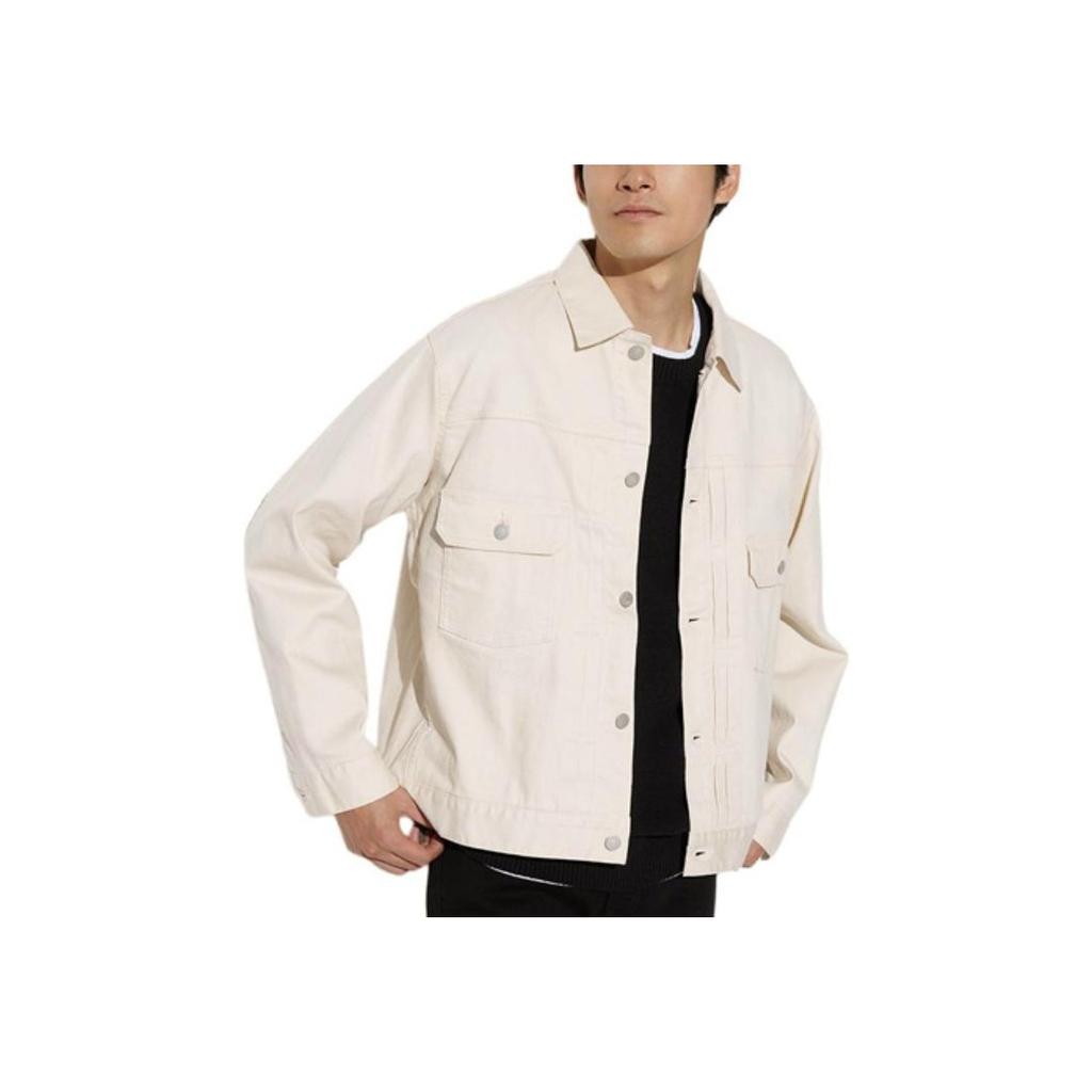 UNIQLO Solid Color Loose Fit Single Breasted Jacket Unisex jackets Cream 464025-01
