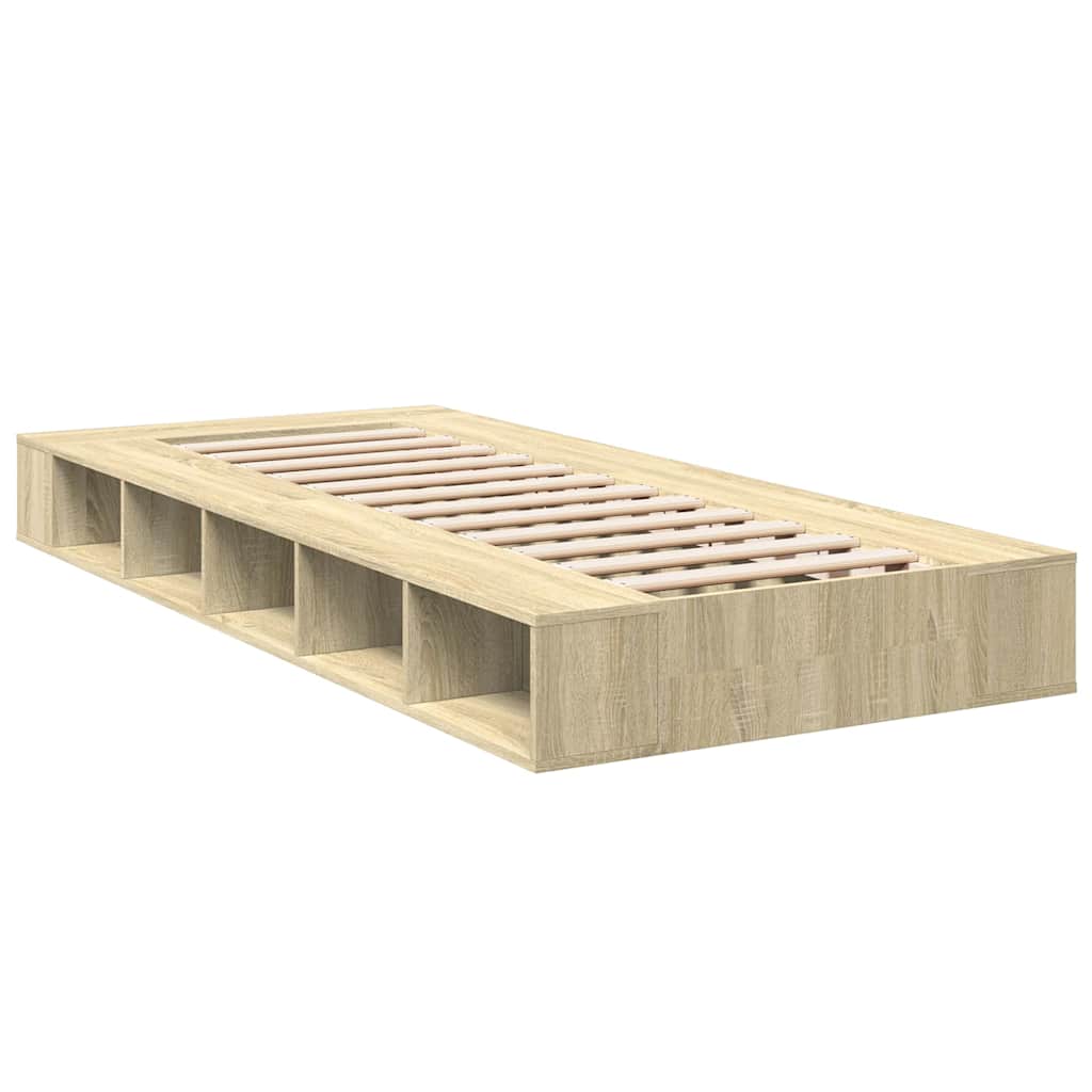 Bed Frame In Sonoma Oak Finish 100 X 200 Cm Engineered Wood