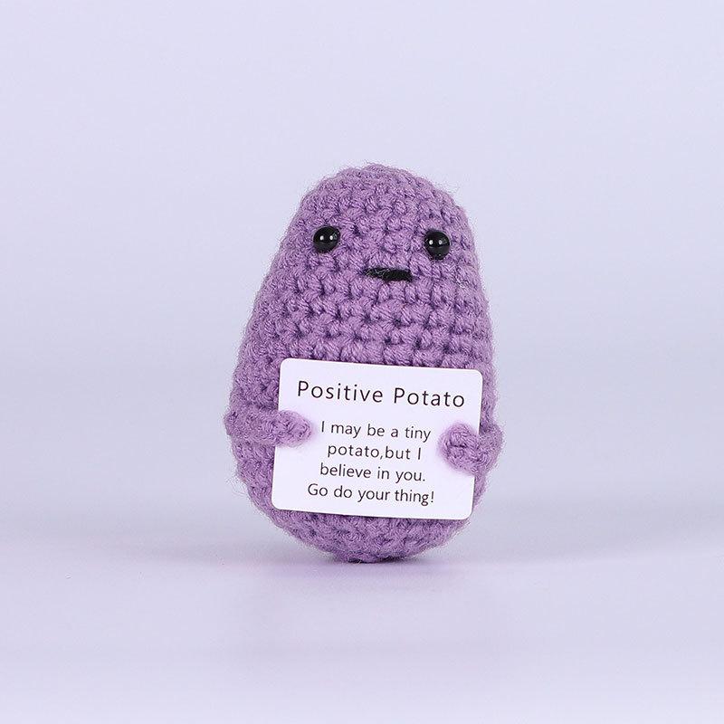 Funny Crochet Positive Energy Shark Doll with Card Home Room Decoration Handmade Wool Knitted Bee Ornament Christmas Party Gift