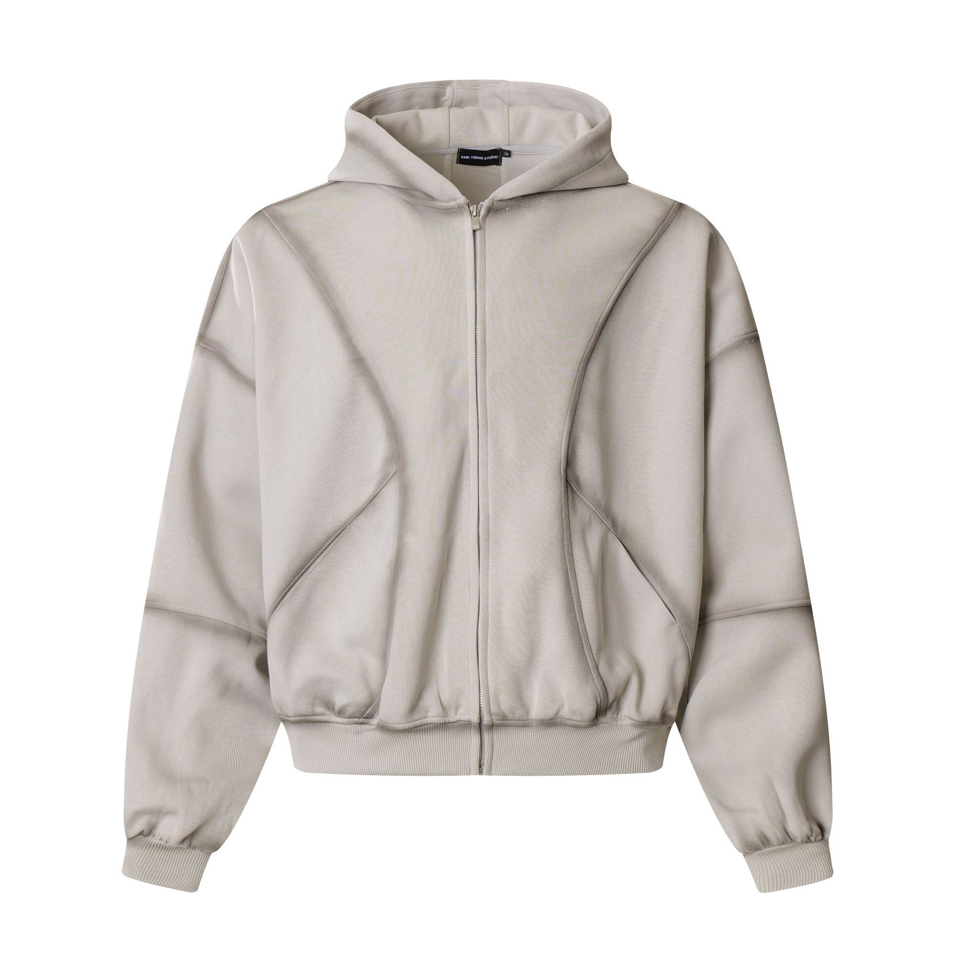Men s American Wasteland Feng Shui Wash Inkjet Hoodie Jacket Mecha Splicing American Zipper Sweater S