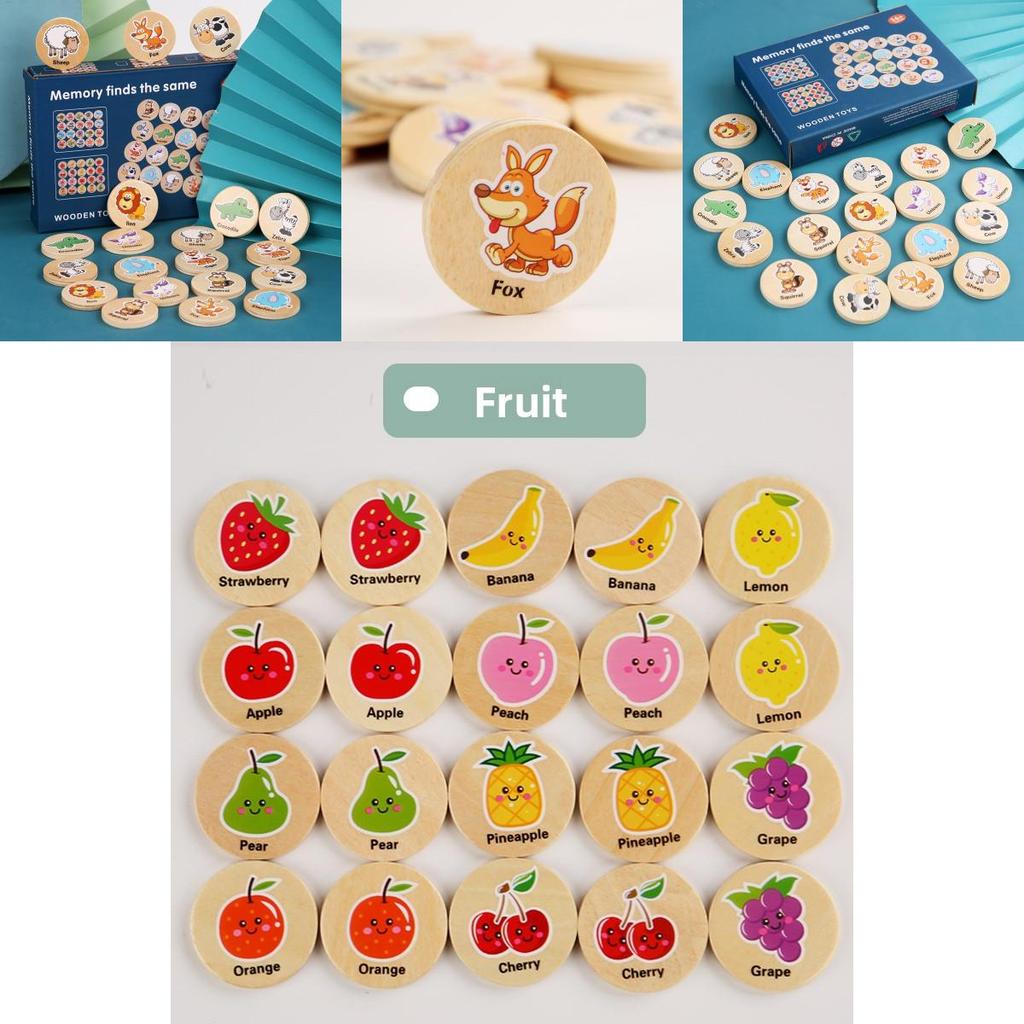 Wooden Educational Matching Puzzle For Children With Forest Animal Fruit Theme For Early Learning