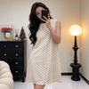Vintage Polka Dot Round Neck Sleeveless Vest Dress Short Skirt Women's Summer New Back Hollow Straight Skirt Small Man