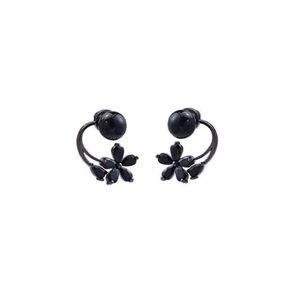 Sweet Crystal Flower Earrings Light Luxury Ladies U-shaped Earrings Flower Ear Studs  Jewelry Gifts