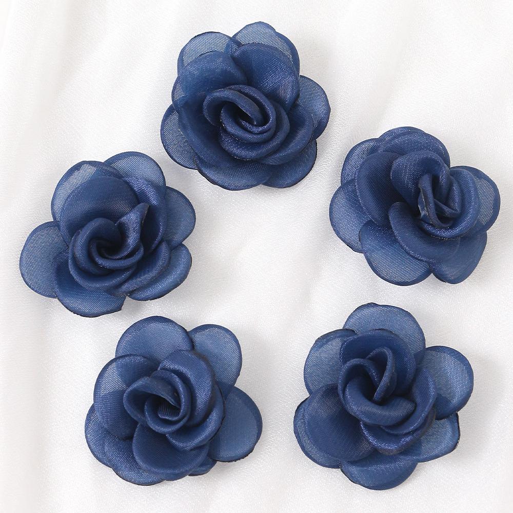 3/5Pcs 5cm White Camellia Rose Chiffon Fabric Flower for Home Room Wedding Invitation Artificial Flowers for Dress Decoration
