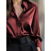 Damen S Langarm V-Ausschnitt Knopfleiste Einfarbig Elegante Bluse