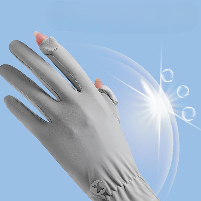 Women's Sun Protection Gloves Outdoor Riding UV Thin Summer Ice Silk Fashionable Finger Slipping Touch Screen Sun Protection Gloves
