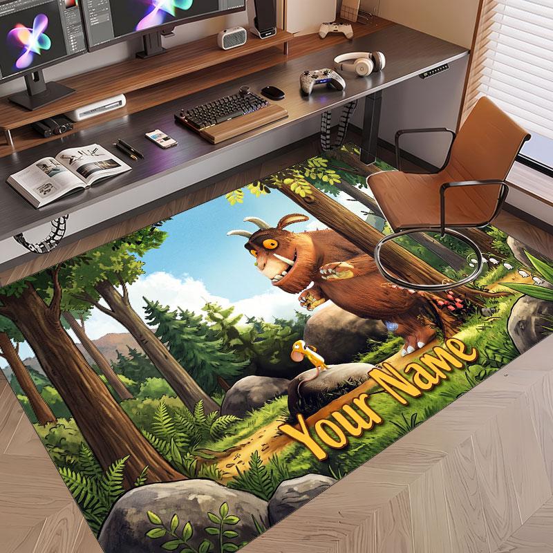 Tappeto in Cristallo Velluto con Testo Nome Personalizzato, Il Gruffalo Morbido Peluche Decorativo Antiscivolo Tappeto per Pavimento