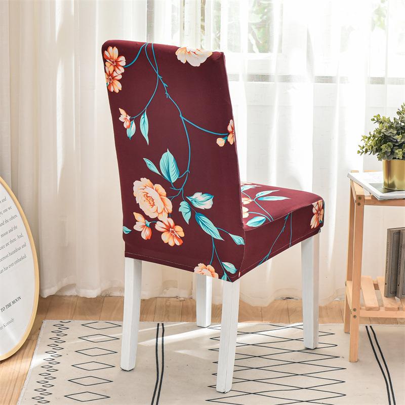Wine Red Printed Chair Cover Vibrant Colors Stain-Resistant Dust-Proof Seat Cover Minimalist Fashion Hotel Home Chair Protector