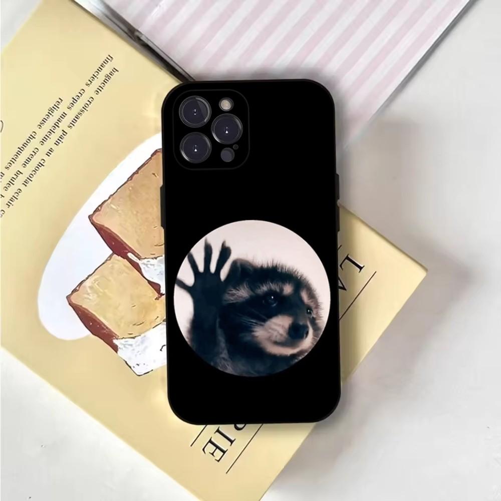 Funny Cute Raccoon Phone Case Phone Case For iPhone 16,15,14,13,12,11,Pro,X,XS,Max,XR,Plus,Mini Soft Black Cover