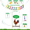 Chewing Foraging Toys Chicken Toys Set Parrot Playing Training Toys with Wooden Swing Fruit Vegetable Hanging Feeder Bell Toys