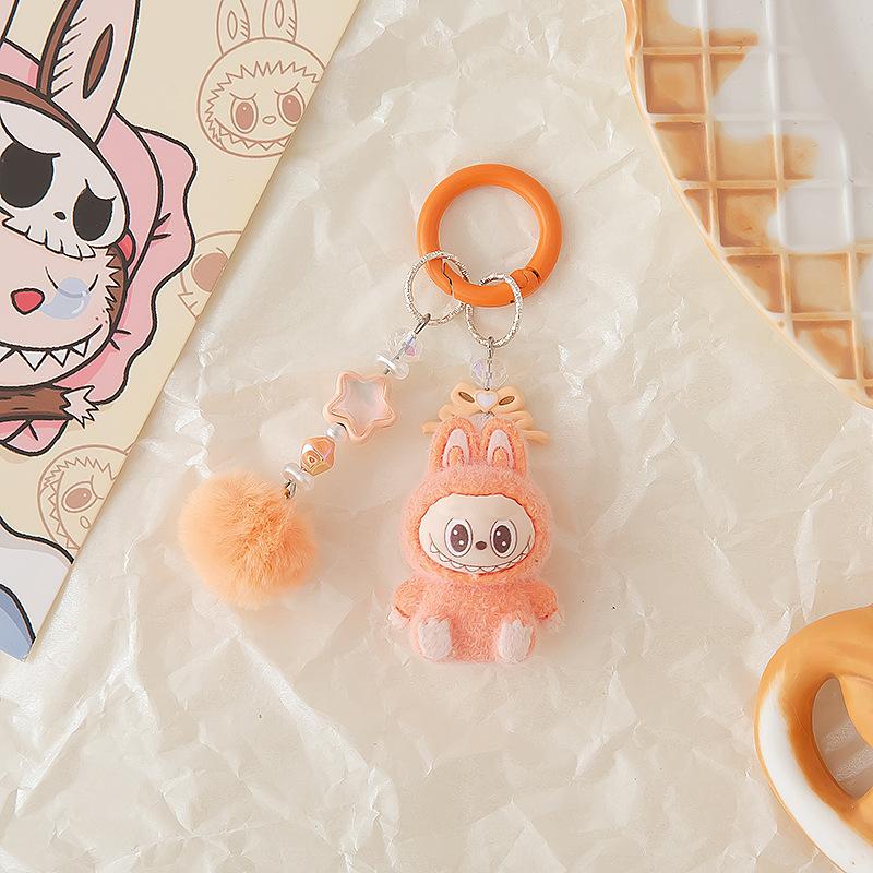 Flocking Cloth Keychain Accessories Pendant Three-dimensional Creative Personalized Cartoon Gift Student Schoolbag Hanging