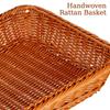 Simulated Rattan Bread Basket Transparent Cover Rustic Woven Storage Basket for Kitchen Restaurant Bakery Fruit Vegetable
