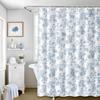 Blue Shower Curtain,Cotton Floral Cottagecore,Elegant Floral Fabric Shower Curtain Machine Washable Waterproof Bathroom Decor