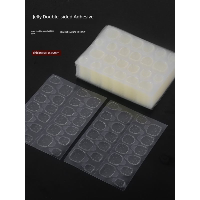 

Ultra-Thin Jelly Glue Nail Stickers High Viscosity Fake Nails Double-Sided Wearable Nail Tip Patch Yellow Glue Durable Detachable Super sticky yellow gum 50 1200 stickers