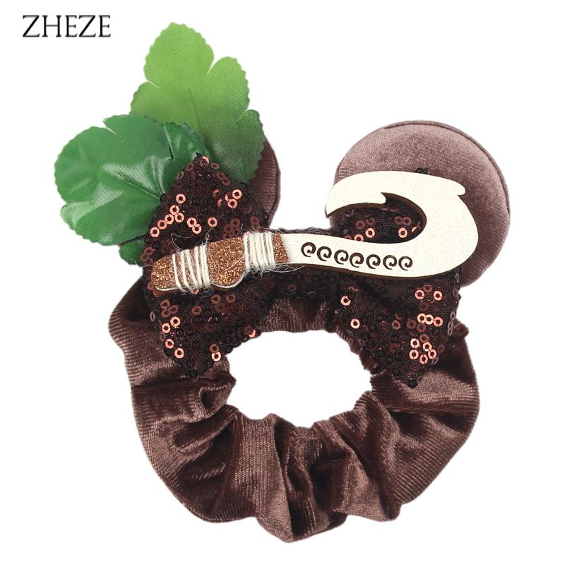 New Disney Mouse Ears Scrunchies Hairband Girl Ponytail Holder For Women Sequins Bows Headband  Women Trip DIY Accessories