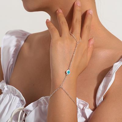Europa, América, pulsera popular de ojo de diablo más vendida para mujer, pulsera de cadena de metal simple hecha a mano, joyería