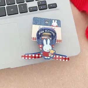 Kawaii Miffy Rabbit Hair Clip Cute Korean Cartoon Instagram Striped Miffy Rabbit Hair Clip Bow Girl Autumn and Winter Bangs Clip