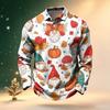 Men's Golf Shirt Long Sleeve Casual Christmas Print Quick-Dry Mesh Top