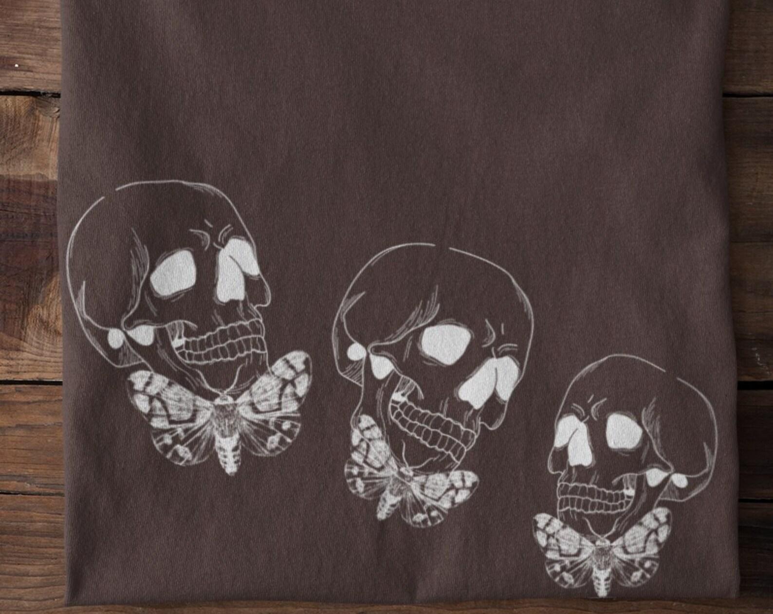 Dark Academia Clothing, Alt Clothing, Skull Shirt,Grunge Aesthetic,Grunge Clothing,Mall Goth,Halloween Shirt,Egirl,Skeleton Tee,Moth T Shirt 3XL