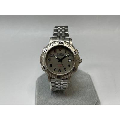 Used GUESS Water Pro Date Quartz Watch Gray Dial Stainless Steel Strap Men's