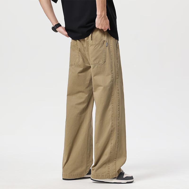 VUUG Men's Pure Cotton Loose Straight Leg Cargo Pants