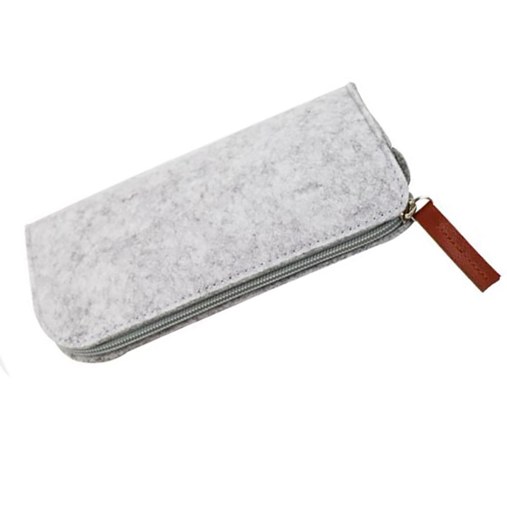 Portable Students Pen Bag Large capacity Pencil Case Zipper Storage Stationery Organizer Felt School Pencil Case School Supplies