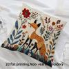 Fox Embroidery Style Pillow Cover Short Plush Polyester Cushion Case Home Decor Soft Throw Pillowcase Gift For Living Room Sofa