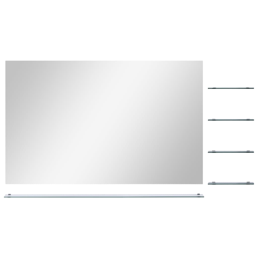 Wall Mirror with 5 Shelves Silver 100*60 cm