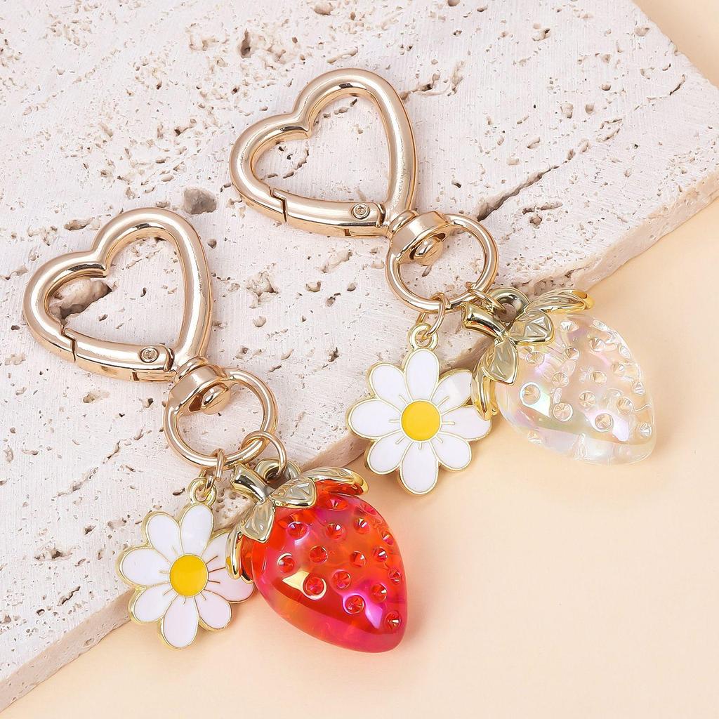 Strawberry Bee & Flower Heart Keychain Accessory