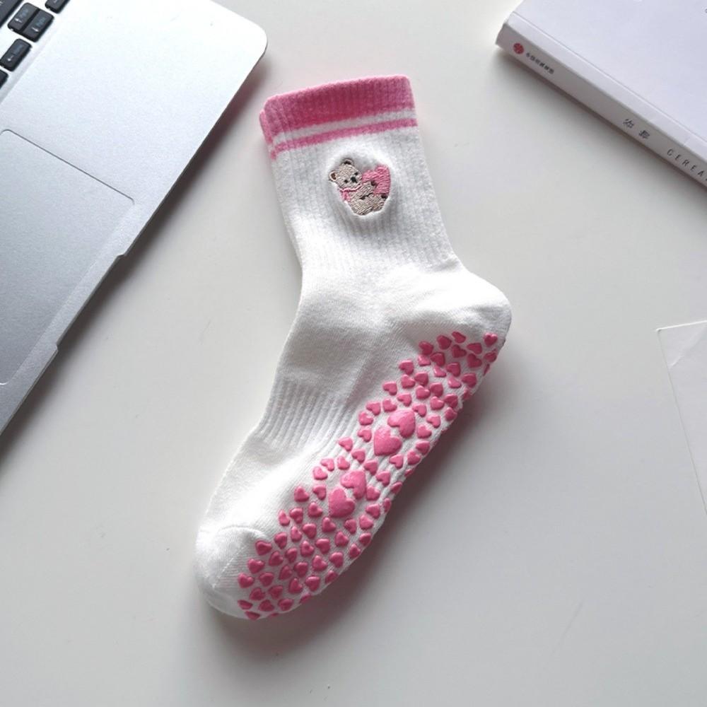 

Cotton Yoga Socks Non-Slip Grip Floor Socks Trendy Mid Tube Socks for Women світло-рожевий колір