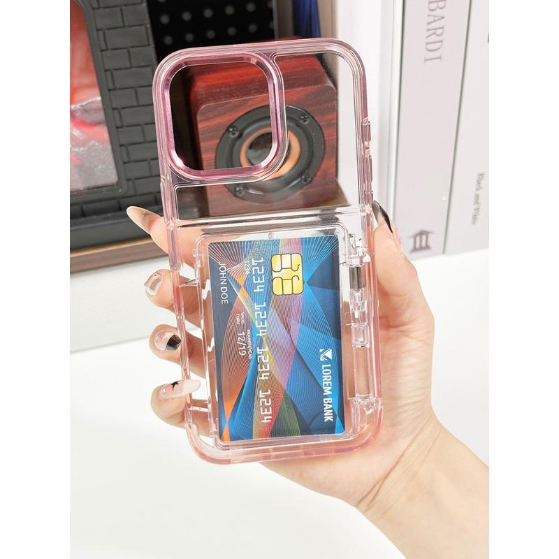 For IPhone 16 ProMa Card Case Phone Case for Apple 16 Pro Transparent Card Insertion Anti Drop Protective Cover Ins Wind