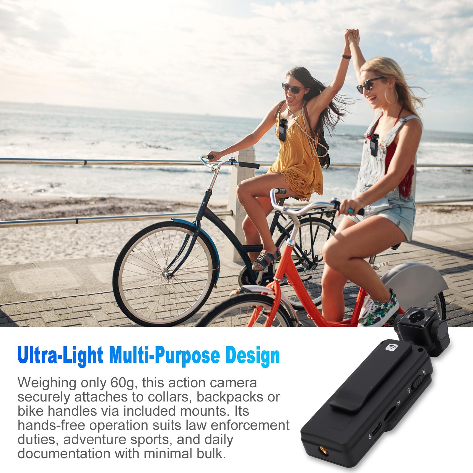 

1080P Rotatable Lens Camera Night Viewing WiFi Wearable Action Camera Rechargeable for Vlogging Outdoor Sports Cycling