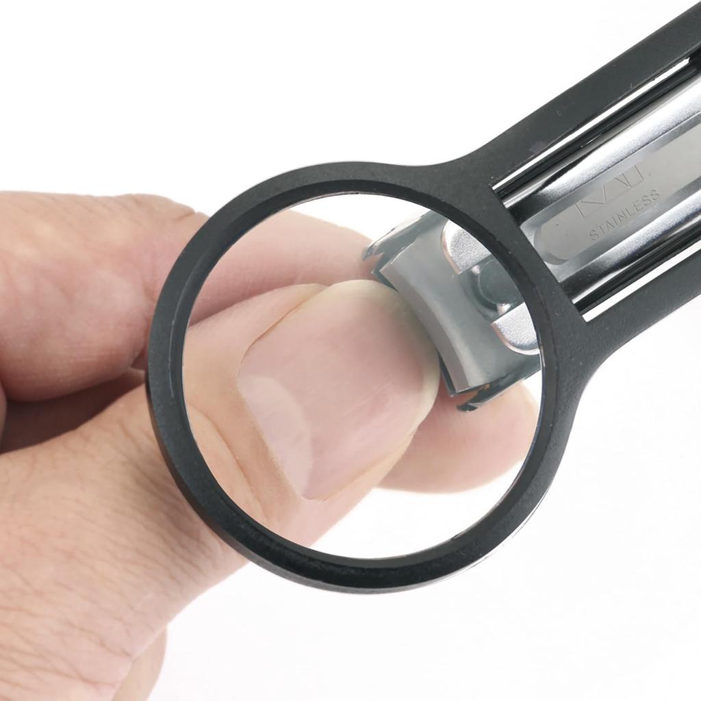Kai Corporation Seki Magoroku Nail Clippers with Magnifying Large Diameter Curved Made In HC3528 Glass, M, Blade, Japan,