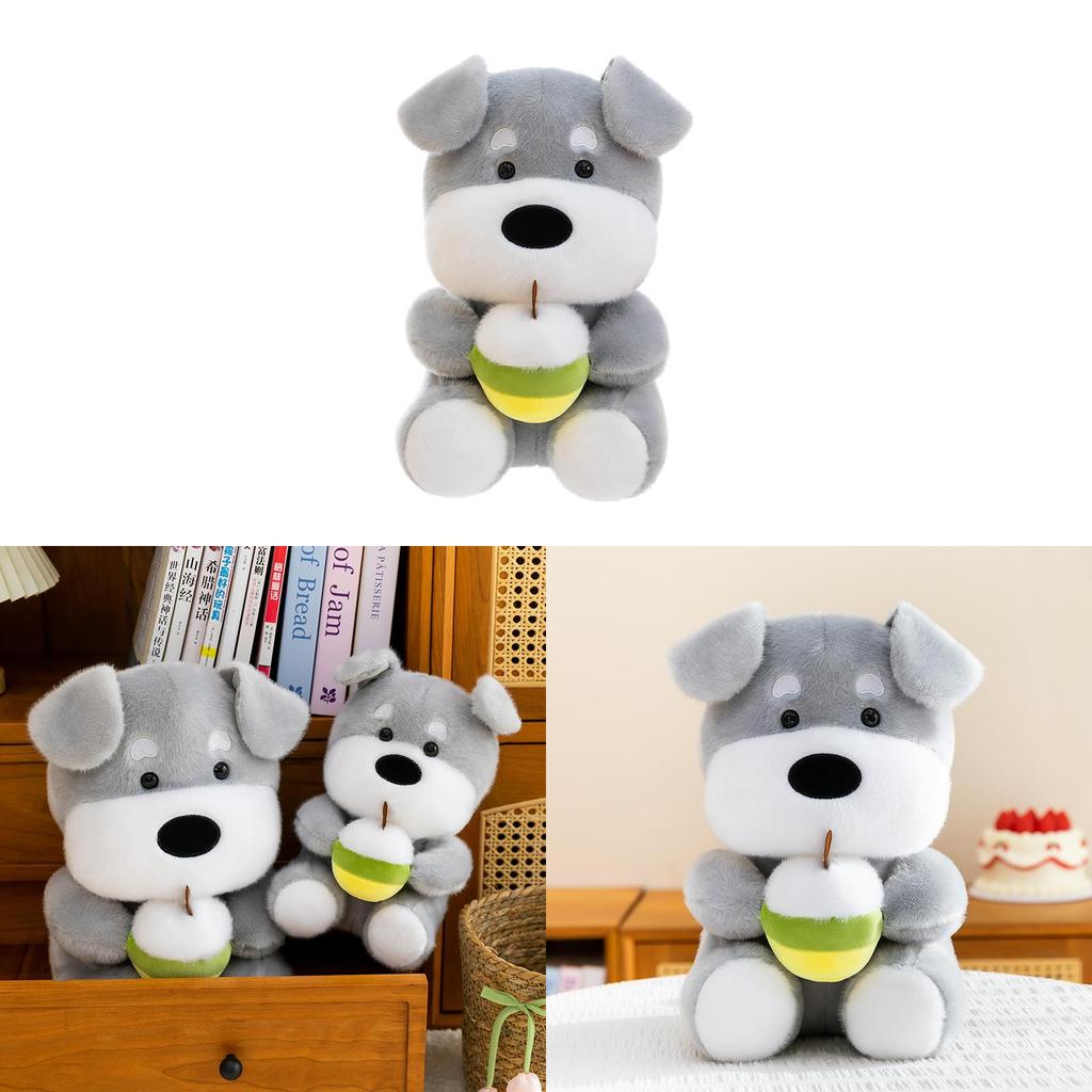 Plush Dog Toy Milk Tea Schnauzer Cartoon Plush Gift For Kids And Adults