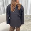 Casual Suit Blazer Coat Women Oversized Double Button Notched Side Slit Jacket Female Autumn Office Shoulder Pads Lady Tops