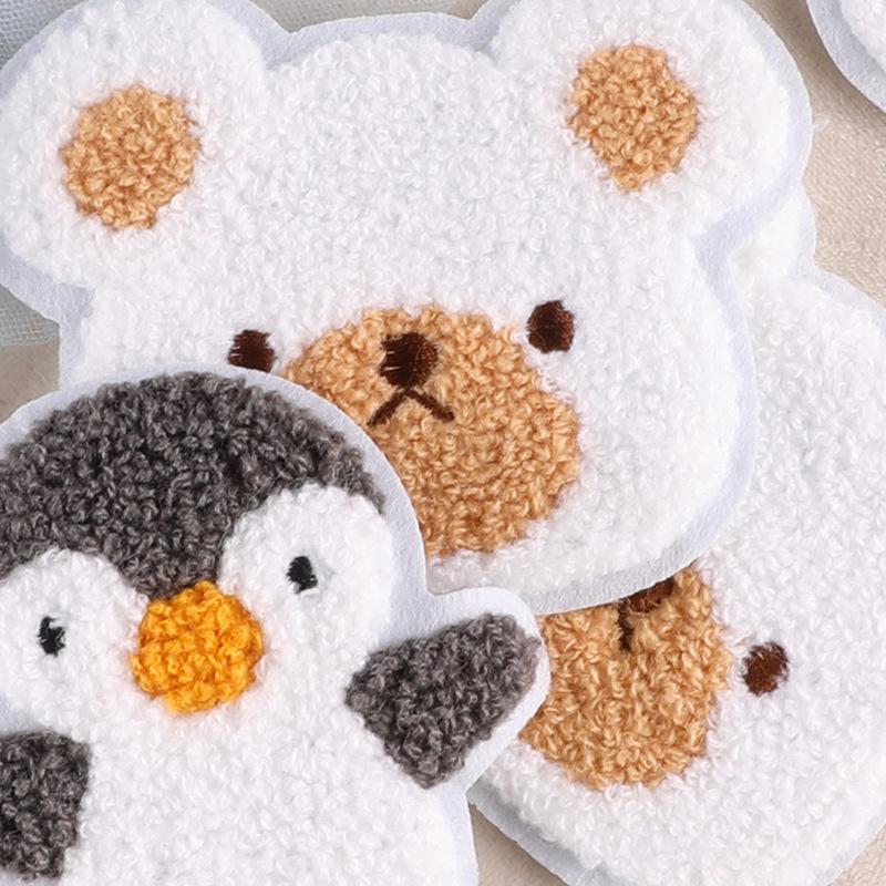 Chenille Cartoon Bear & Penguin Embroidery Patch - Clothing Accessories